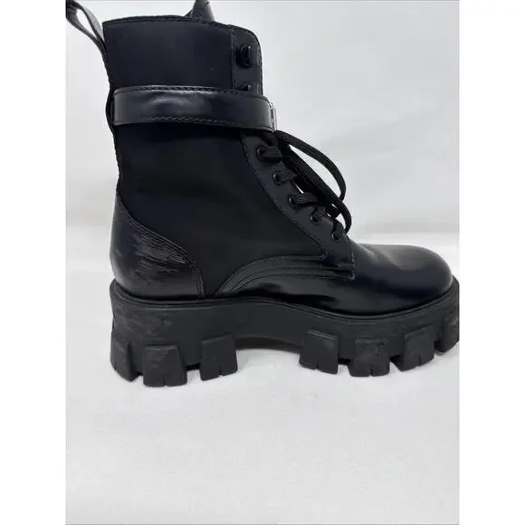 Prada Lug Sole Leather combat Boots Size 38